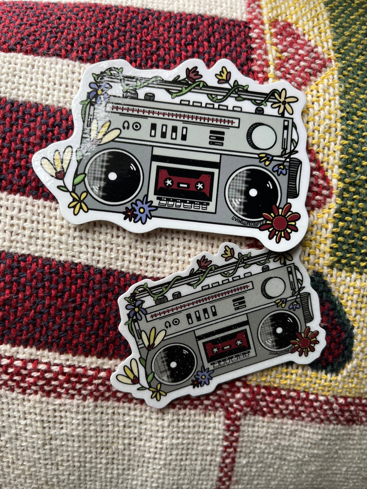 Stereo flowers sticker, music boombox and floral sticker