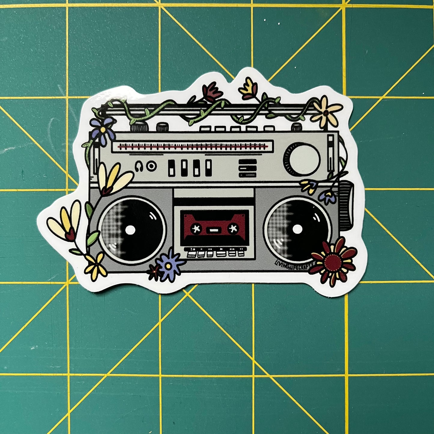 Stereo flowers sticker, music boombox and floral sticker