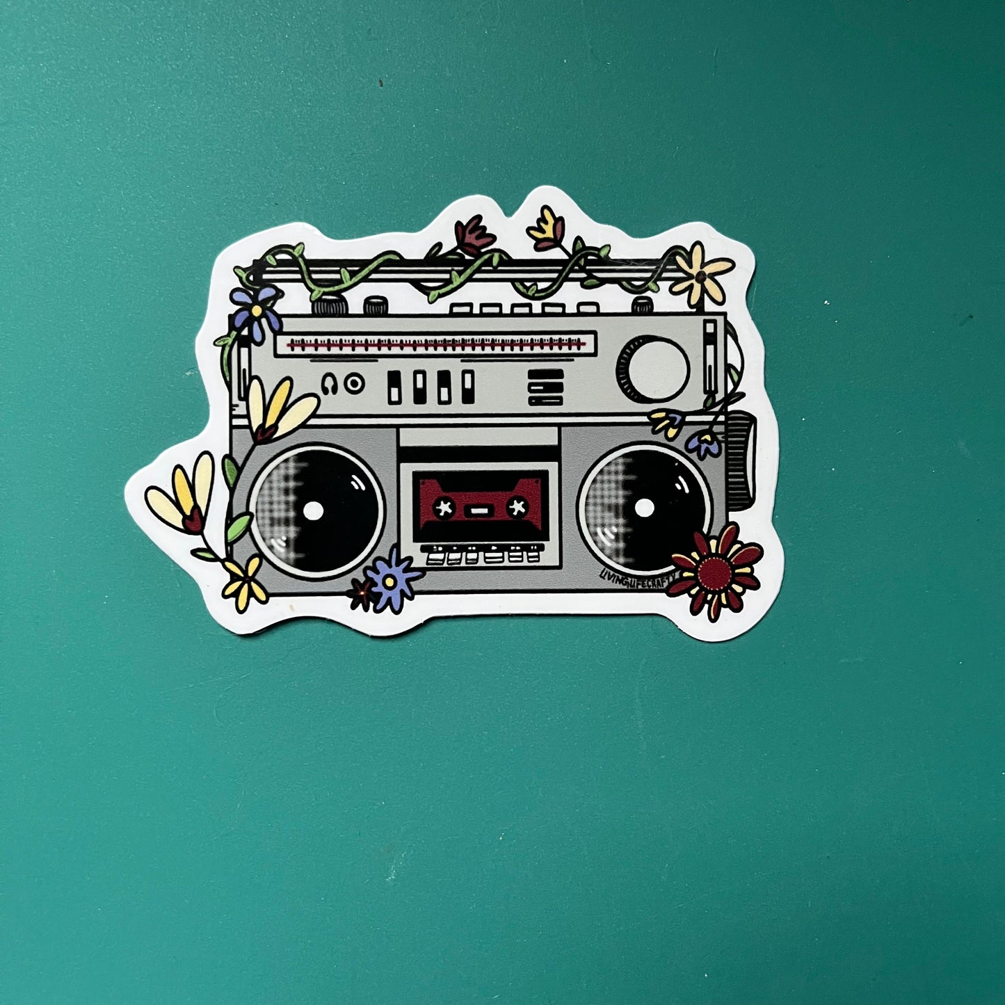 Stereo flowers sticker, music boombox and floral sticker