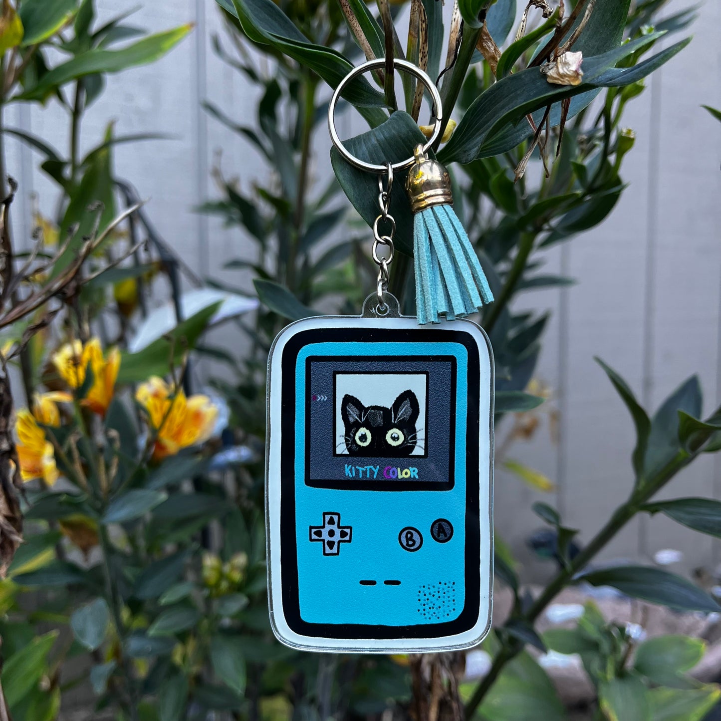 Kitty Gameboy Color Acrylic Keychain Charm, Black Cat