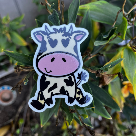 Cow Sticker, UV Waterproof Sticker, Hand Illustrated